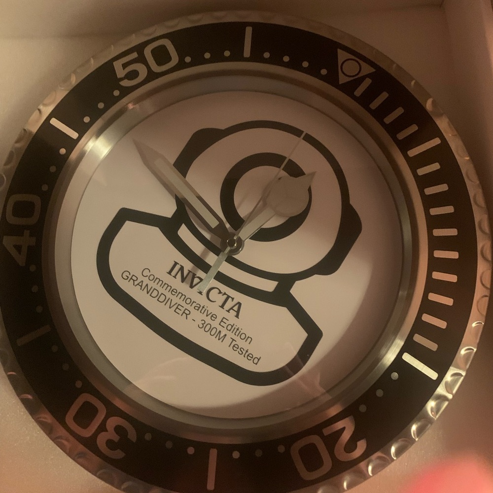 Invicta Black and White Diver Wall Clock